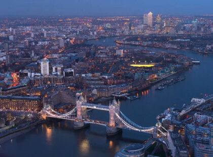 London bridge skyline at night
