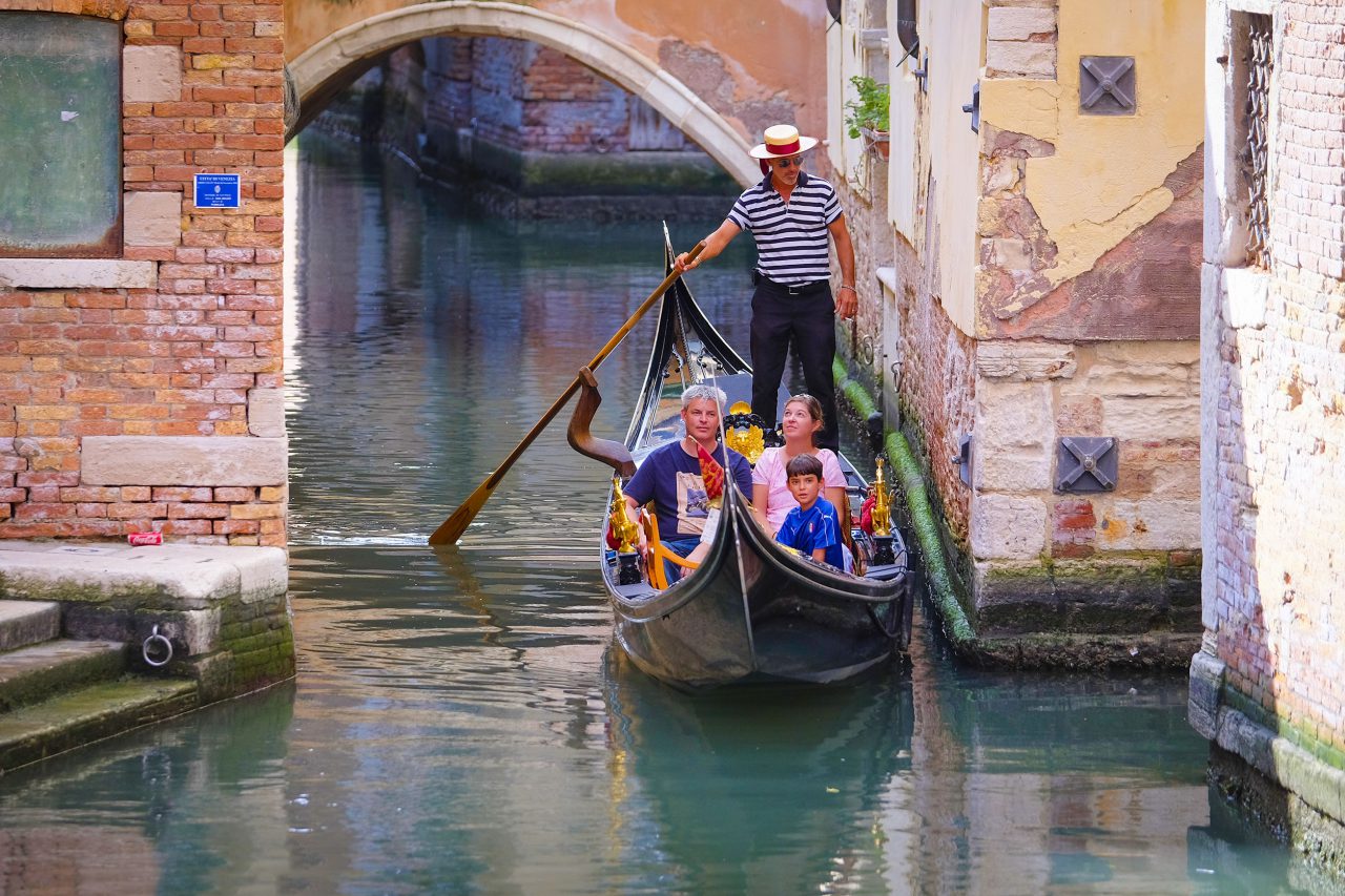 Cruising in a gondola in Venice