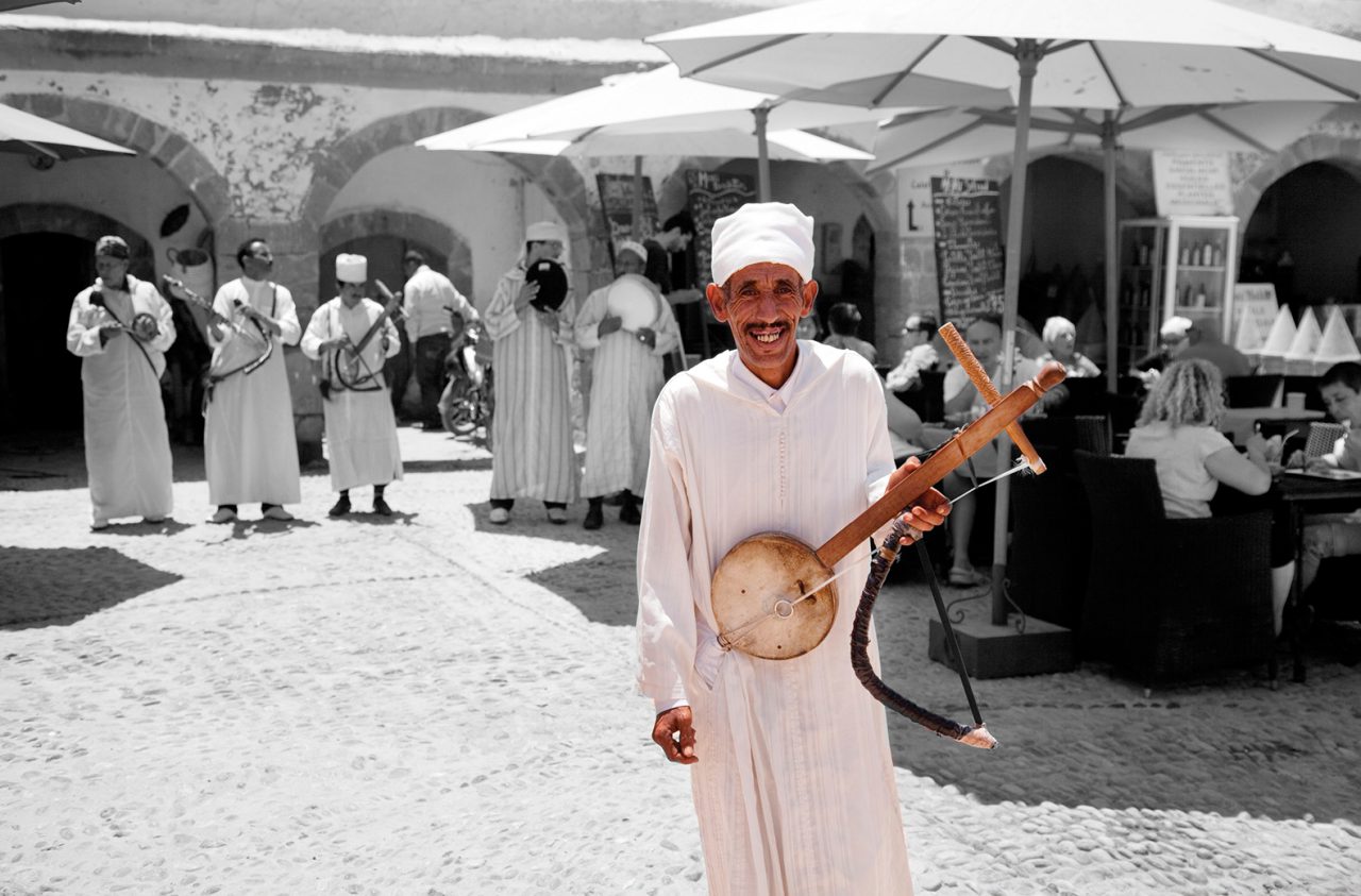 Musicians in a restaurant, Essaouira Morocco Africa