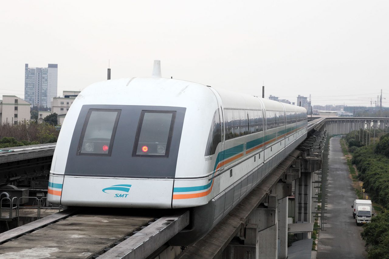 22459749 - maglev train at the airport station in shanghai, china
