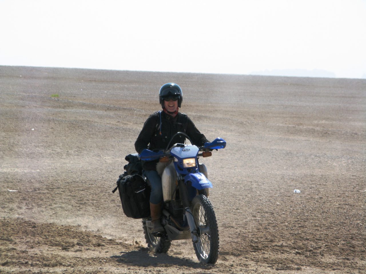 British author Lois Pryce on her motorbike