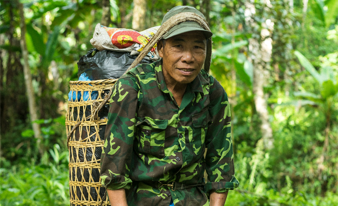 One of the porters who grew up in a village beside the campsite