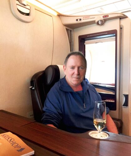 Author Paul Callan in Singapore Airlines Suites