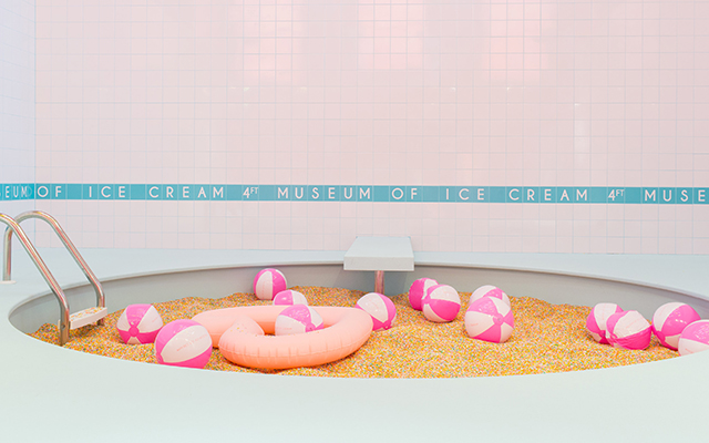 A pool of rainbow sprinkles at the Museum of Ice Cream, San Francisco