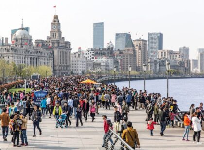 the bund shanghai riverfront crowd