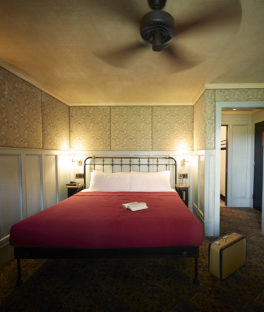 red bed hotel antique vintage