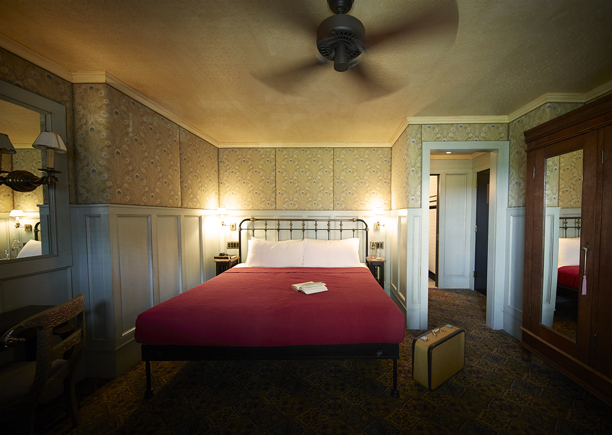 red bed hotel antique vintage