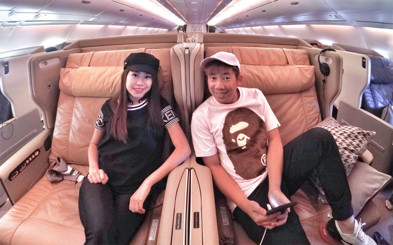 Gerald and his wife on Business Class