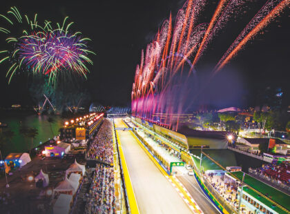 F1 Night Race with fireworks
