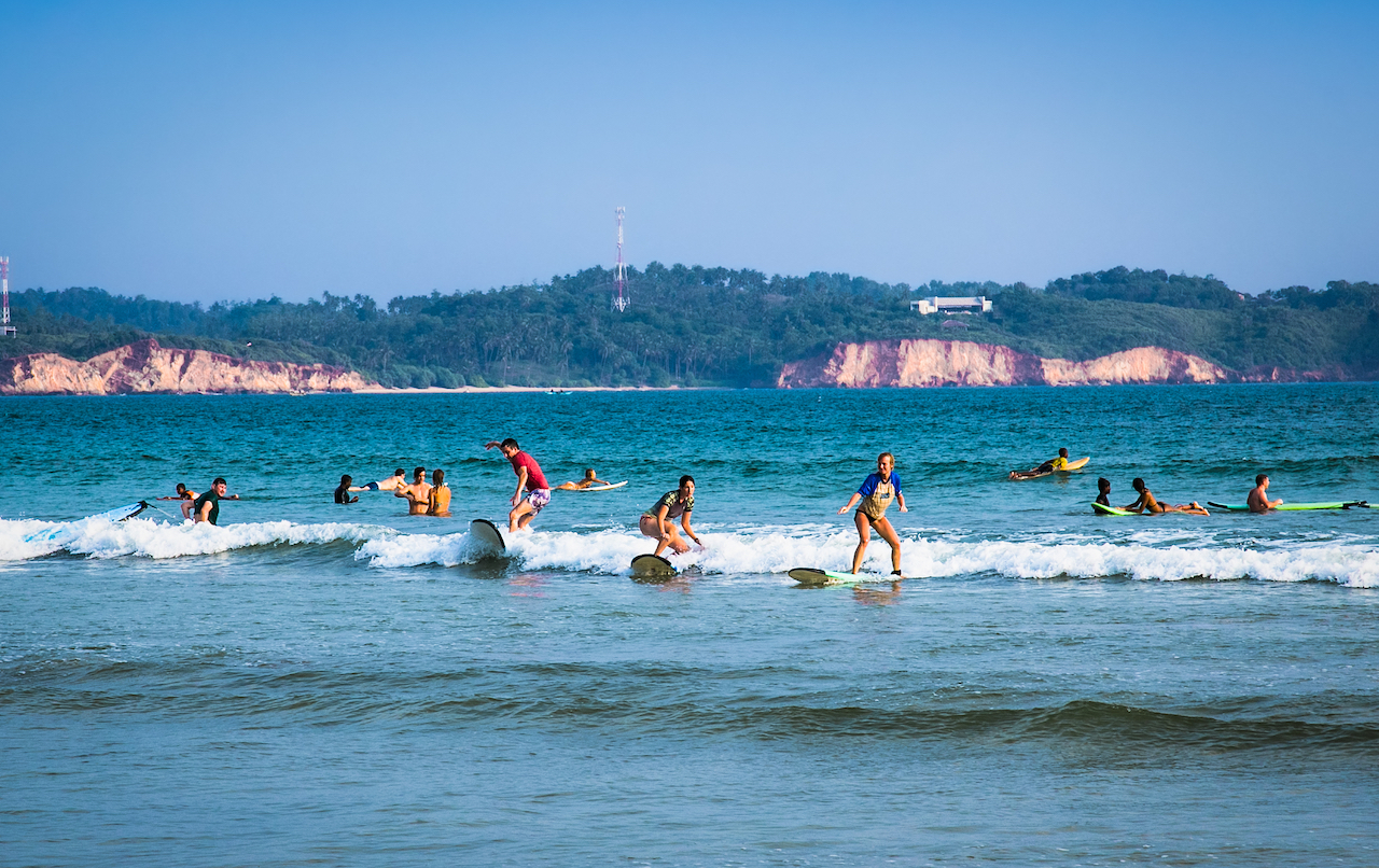 surfing at Weligama in Sri Lanka Silkwinds