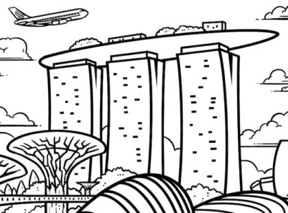 Singapore Airlines skyline colouring book