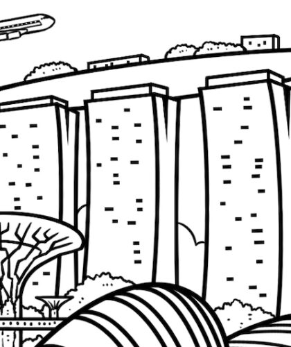 Singapore Airlines skyline colouring book
