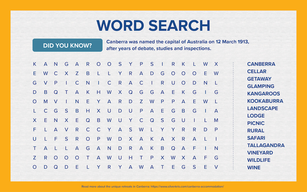 Canberra word search