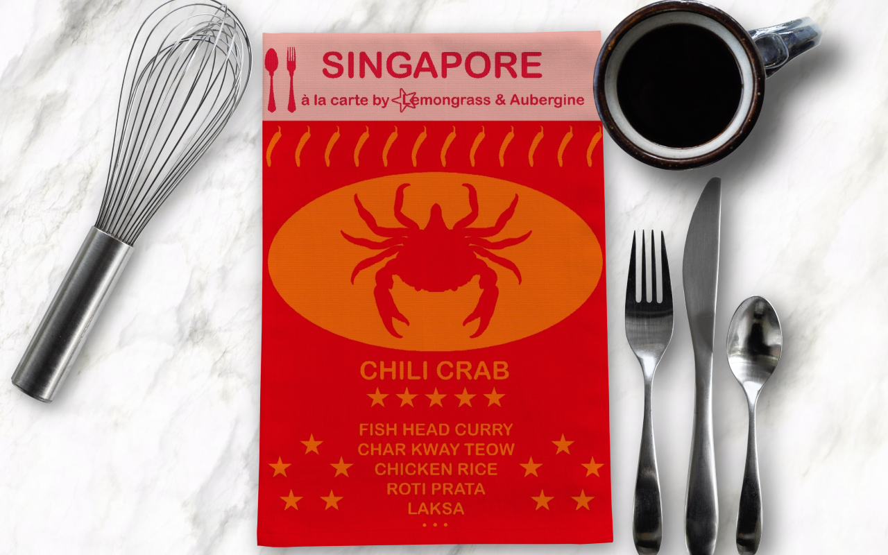 Lemongrass & Aubergine Chili Crab Kitchen Towel