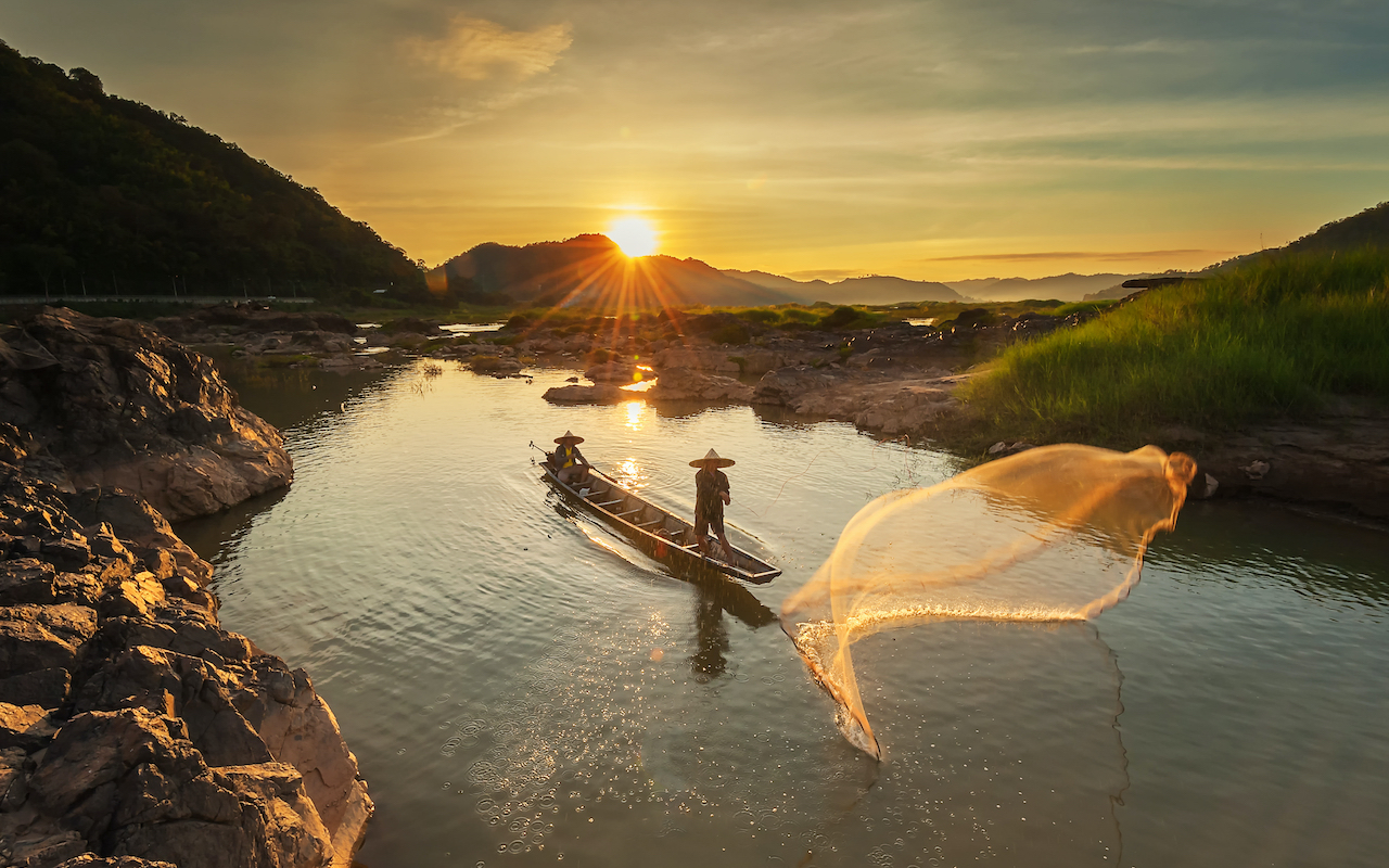 Fishermen mekong river