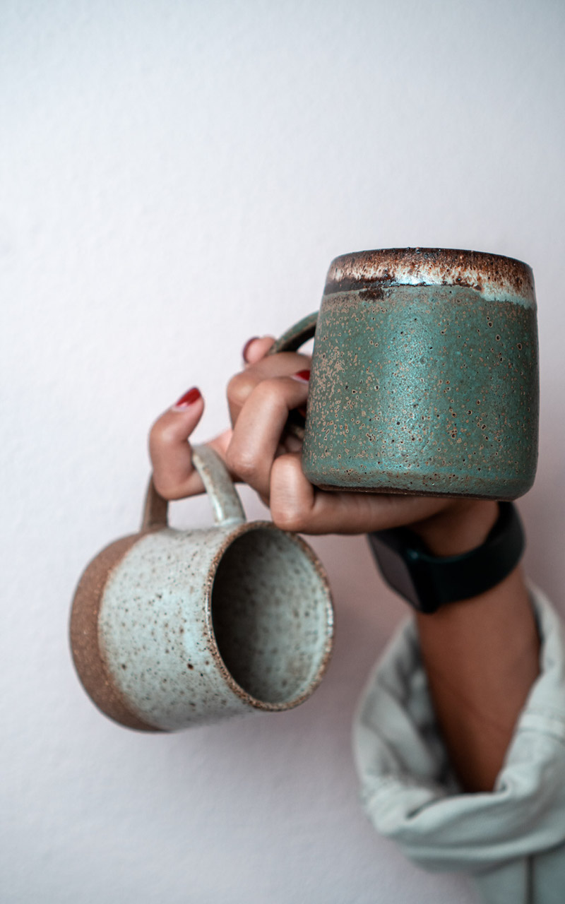 sticky ceramics handmade mugs with hand