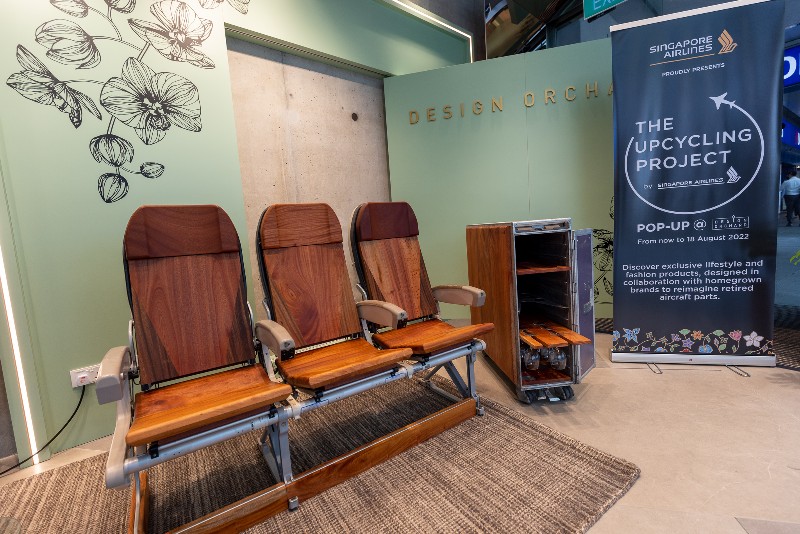 Upcycled Economy Class chairs from Singapore Airlines